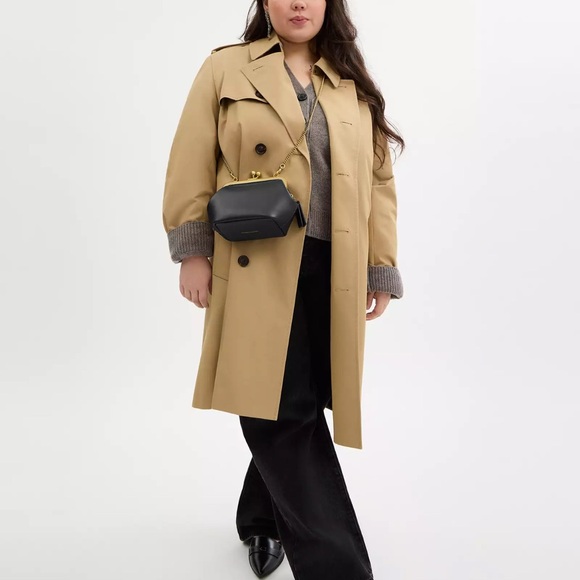 Coach Kisslock Frame Bag 14 Crossbody in Brass/Black Glovetanned Leather NWT - Picture 5 of 15